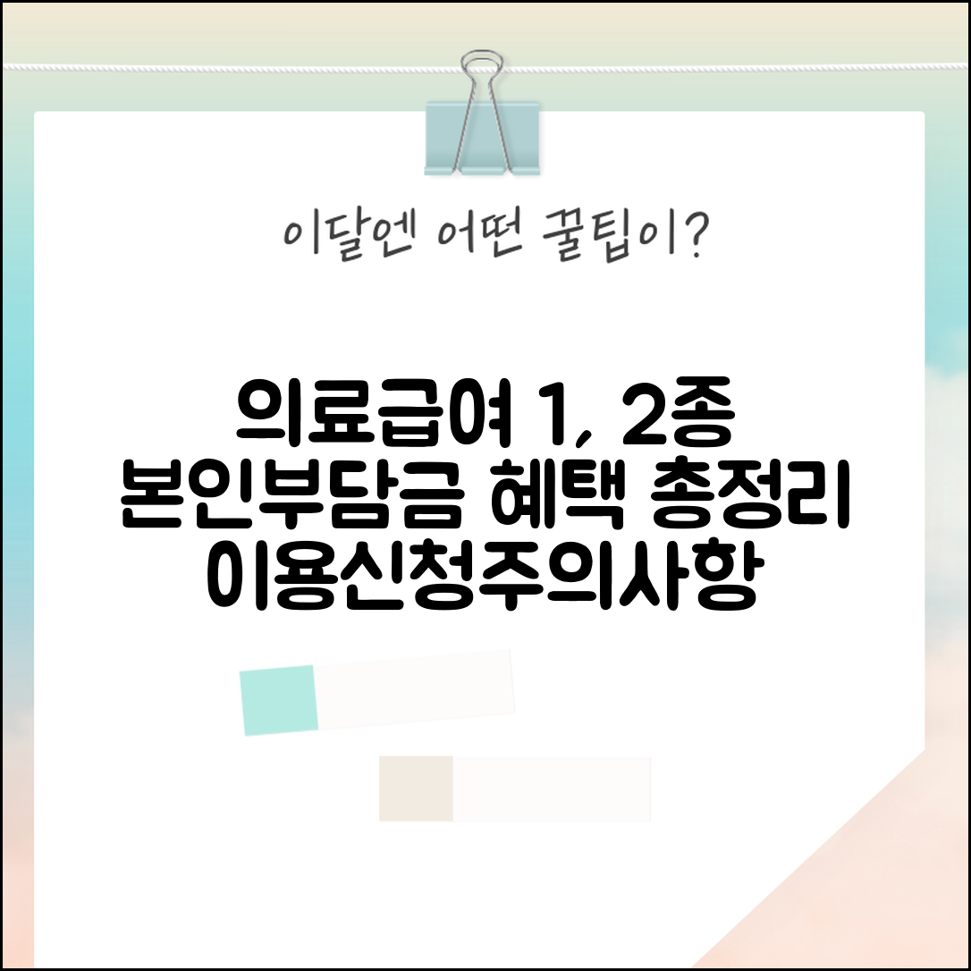 수급권자 의료급여 혜택 | 1종 2종 차이 | 본인부담금 | 이용방법 | 적용범위 | 신청절차 | 주의사항