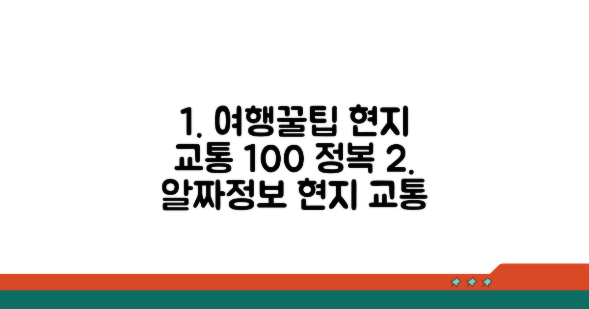 현지 교통 이용 완벽 가이드