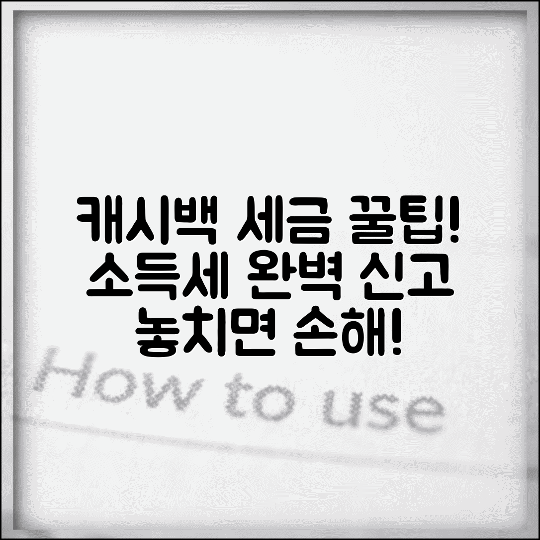 캐시백 세금 | 캐시백 소득세 신고 완벽정리