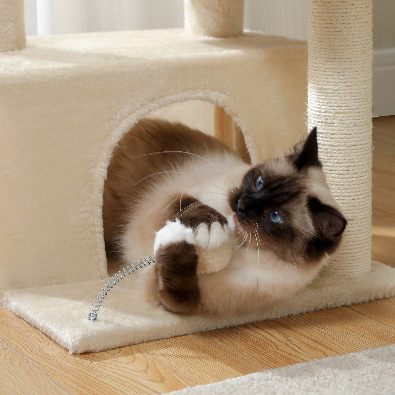 PAWZ Road 4단 소형 패브릭 캣타워 더블 숨숨집 고양이 하우스, 1개, 베이지할인· 5일 남음 상세 이미지 2