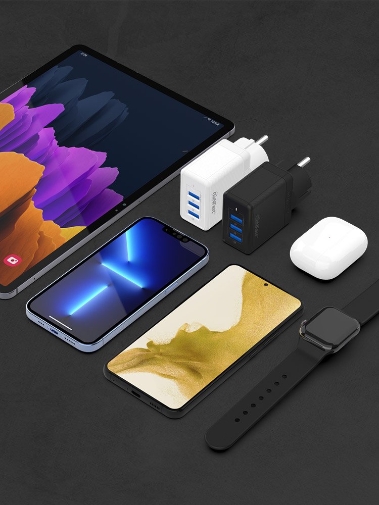 3포트 퀵차지3.0 GaN 접지 고속 멀티 충전기 54W GQ110 1개+1개 상세 이미지 2