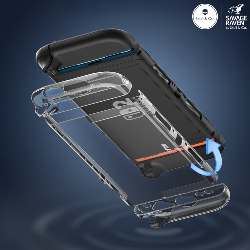 닌텐도 스위치2 케이스 투명 스컬앤코 스플릿 풀커버 케이스 상세 이미지 1