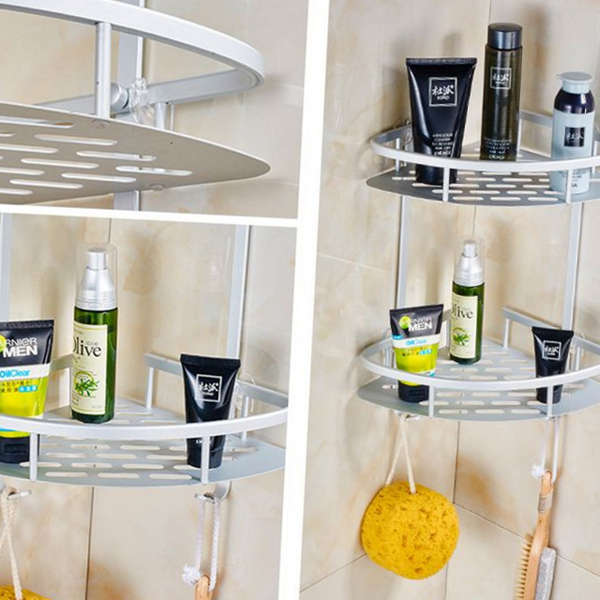 흡착식 욕실수납선반 2단 화장실 코너 욕실정리선반 샤워실 일자 수납 상세 이미지 1