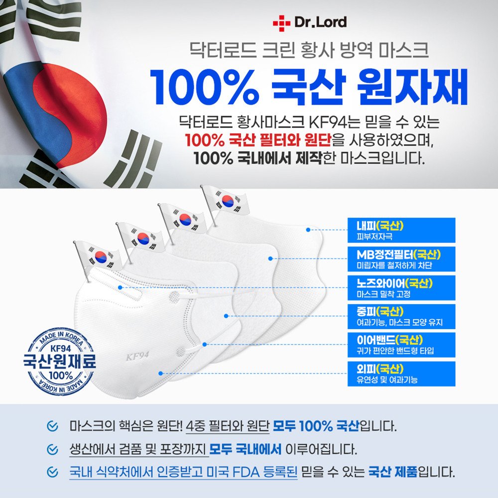 닥터로드 KF94 마스크 새부리형 대형 화이트 1매 상세 이미지 1
